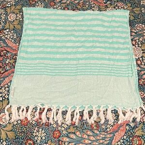 Casamigos Aqua Striped Towel with Tassels